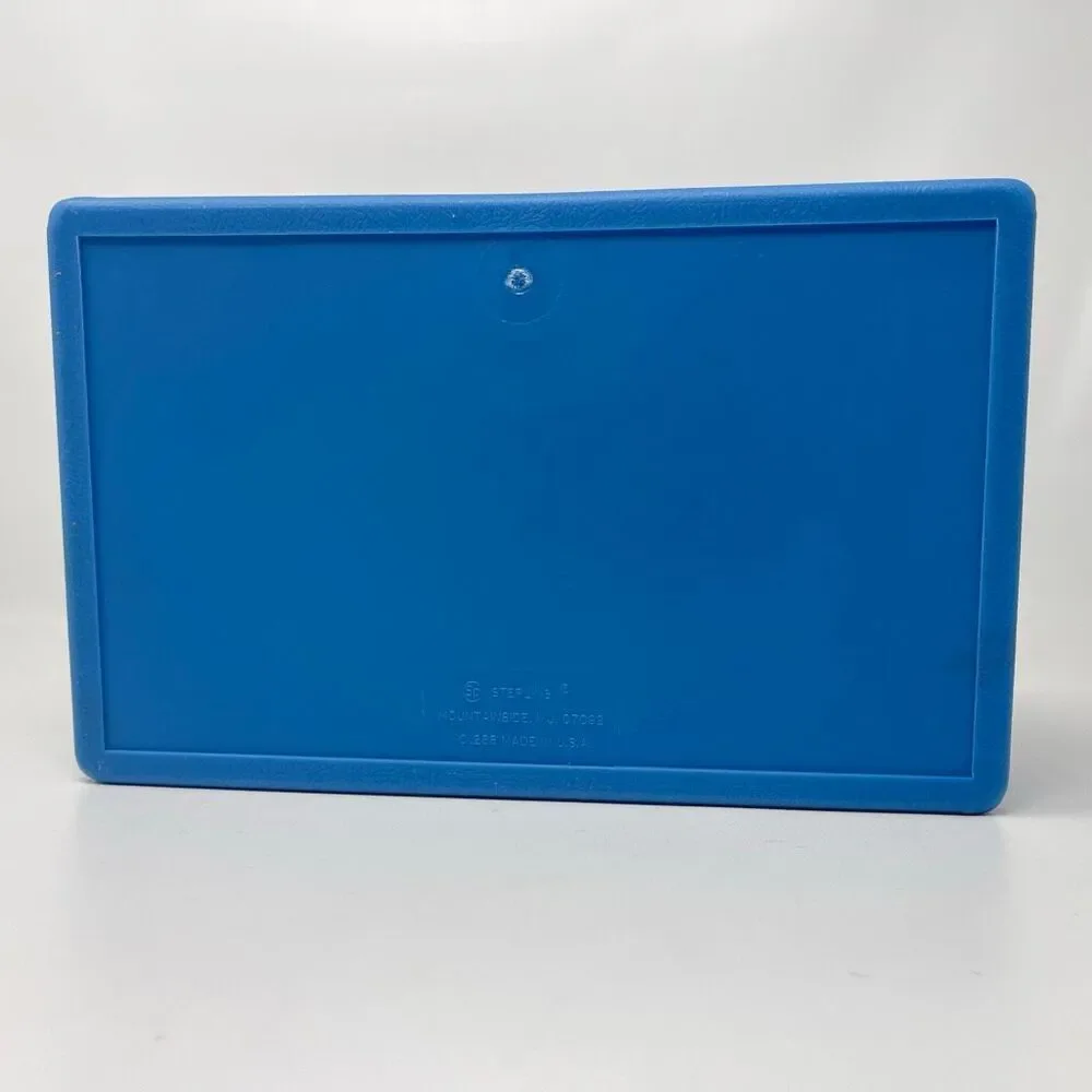 Vintage Sterling Plastics #268 School Box Blue Supplies USA Made 1985